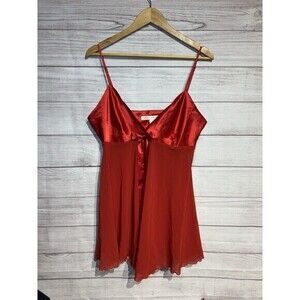 Victoria's Secret Medium Red Satin Sheer Babydoll Nightie